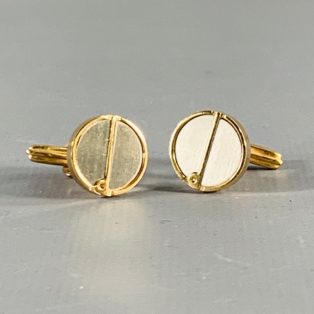 DUNHILL Vintage Gold Silver Monogram Metal Cuff Links